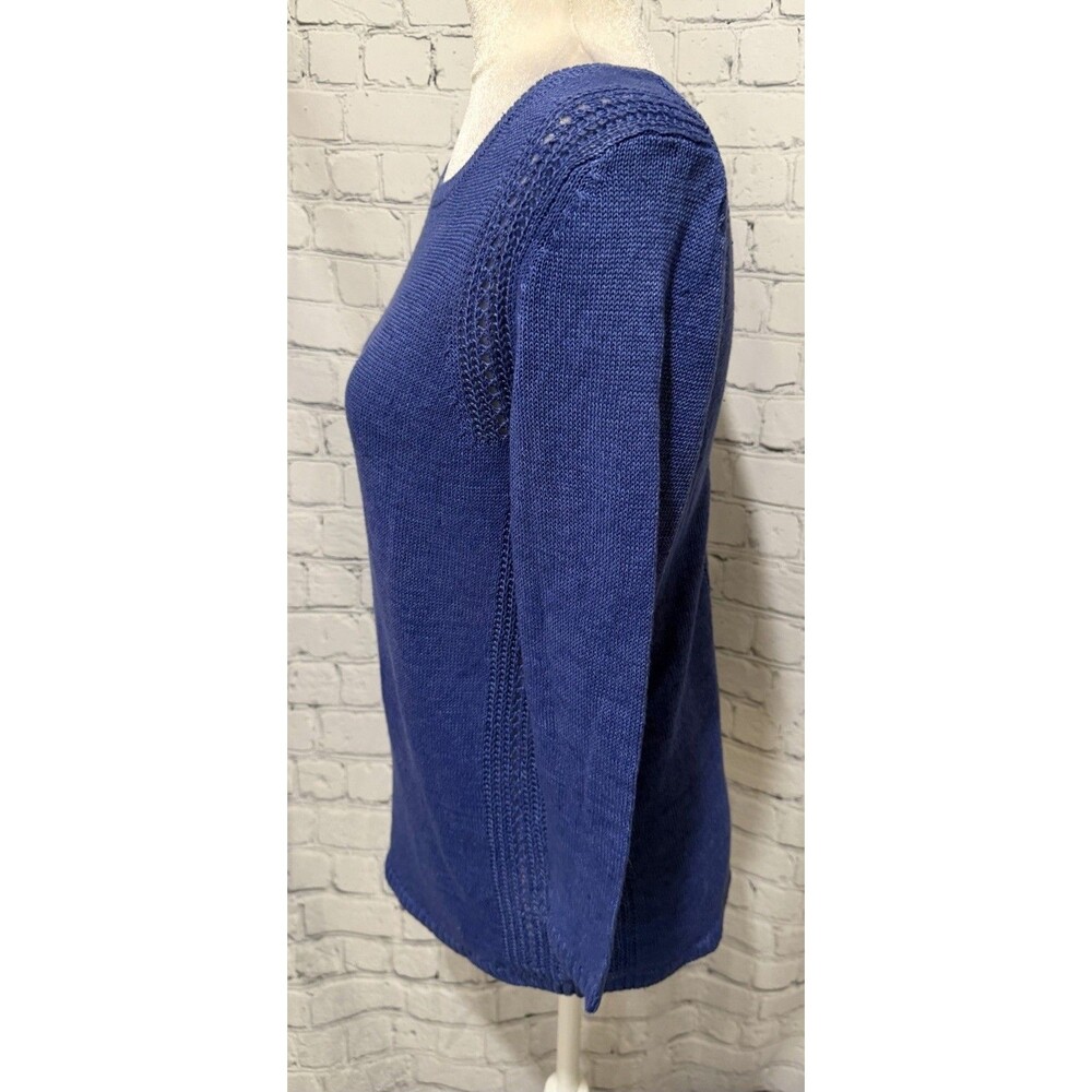 NWT Talbots Women's Blue Knitted Pullover Linen Sweater Size Small Petite - Picture 2 of 6